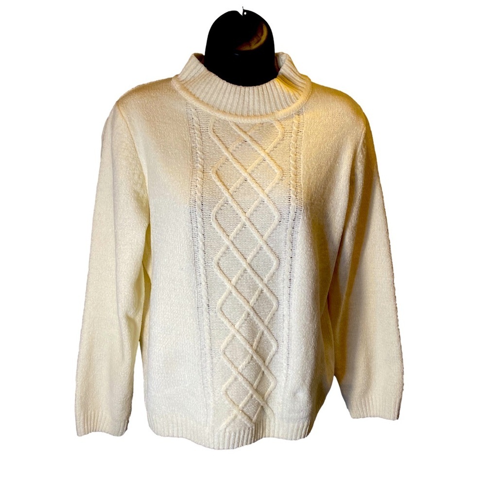 Alfred Dunner winter white cableknit sweater size PL